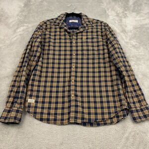 Ed Hardy Flannel Plaid Button Up Shirt Mens M Blue Check Long Sleeve Preppy Work